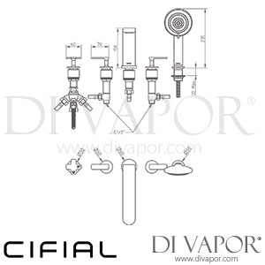 Cifial 31450T4.U TH400 5 Hole Deck Bath Mixer Spare Parts
